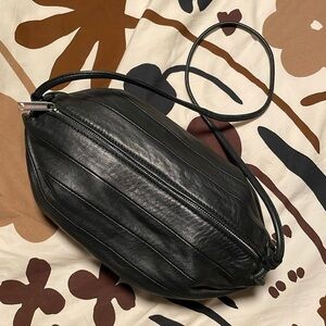 Marimekko black soft leather Karla crossbody bag